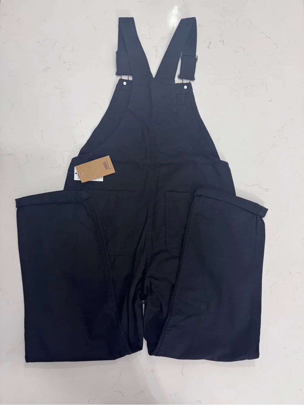 Vans Black Women's Denim Overalls with Front Bib Pocket - Picture 5 of 6